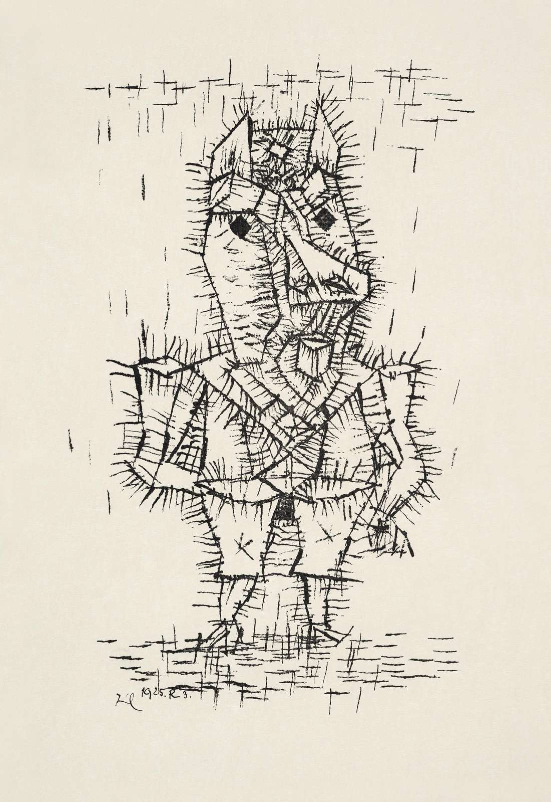 Whimsical Figure Sketch Black and White Wall Art