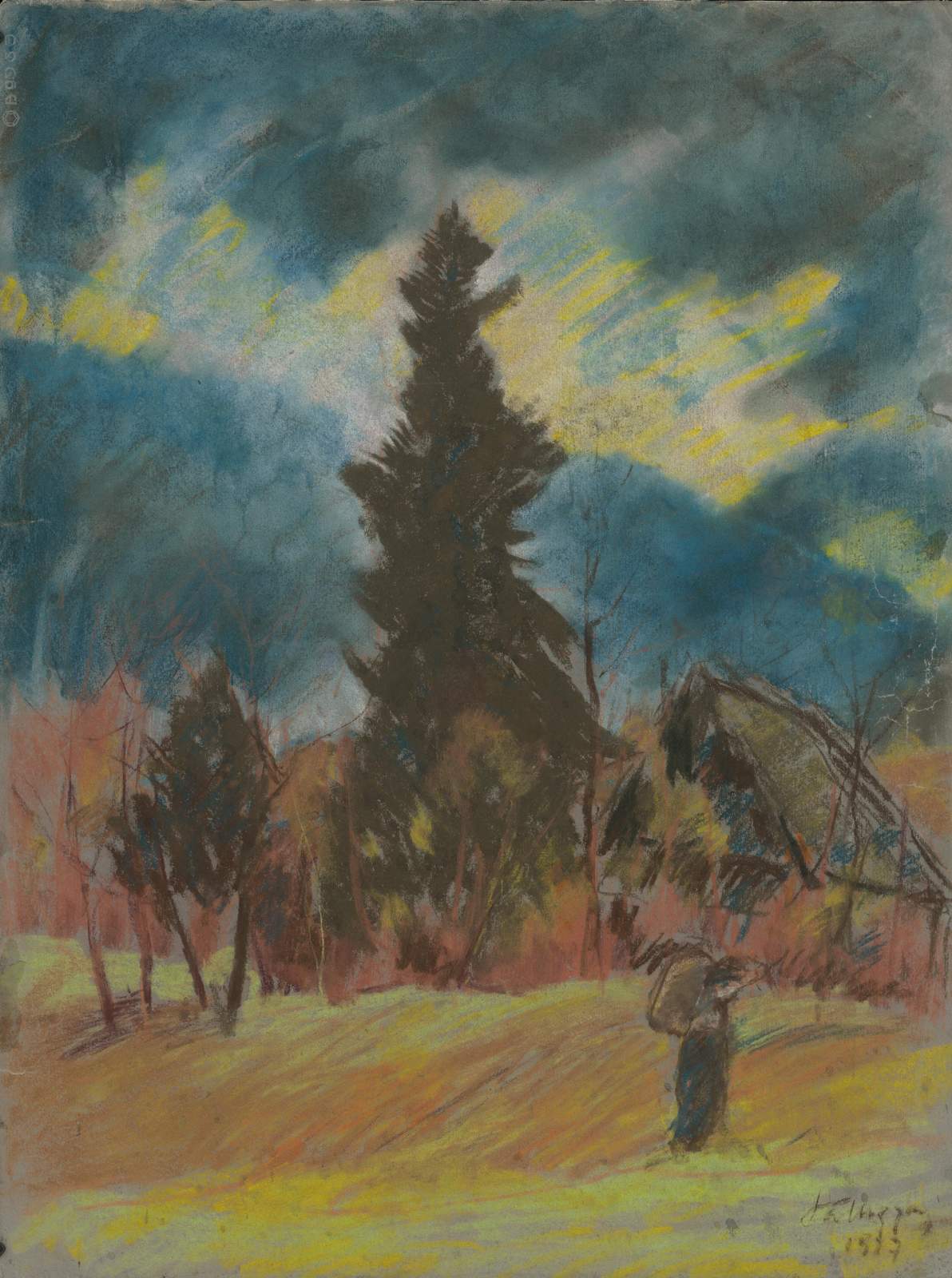 Moody Landscape with Lone Figure Wall Art