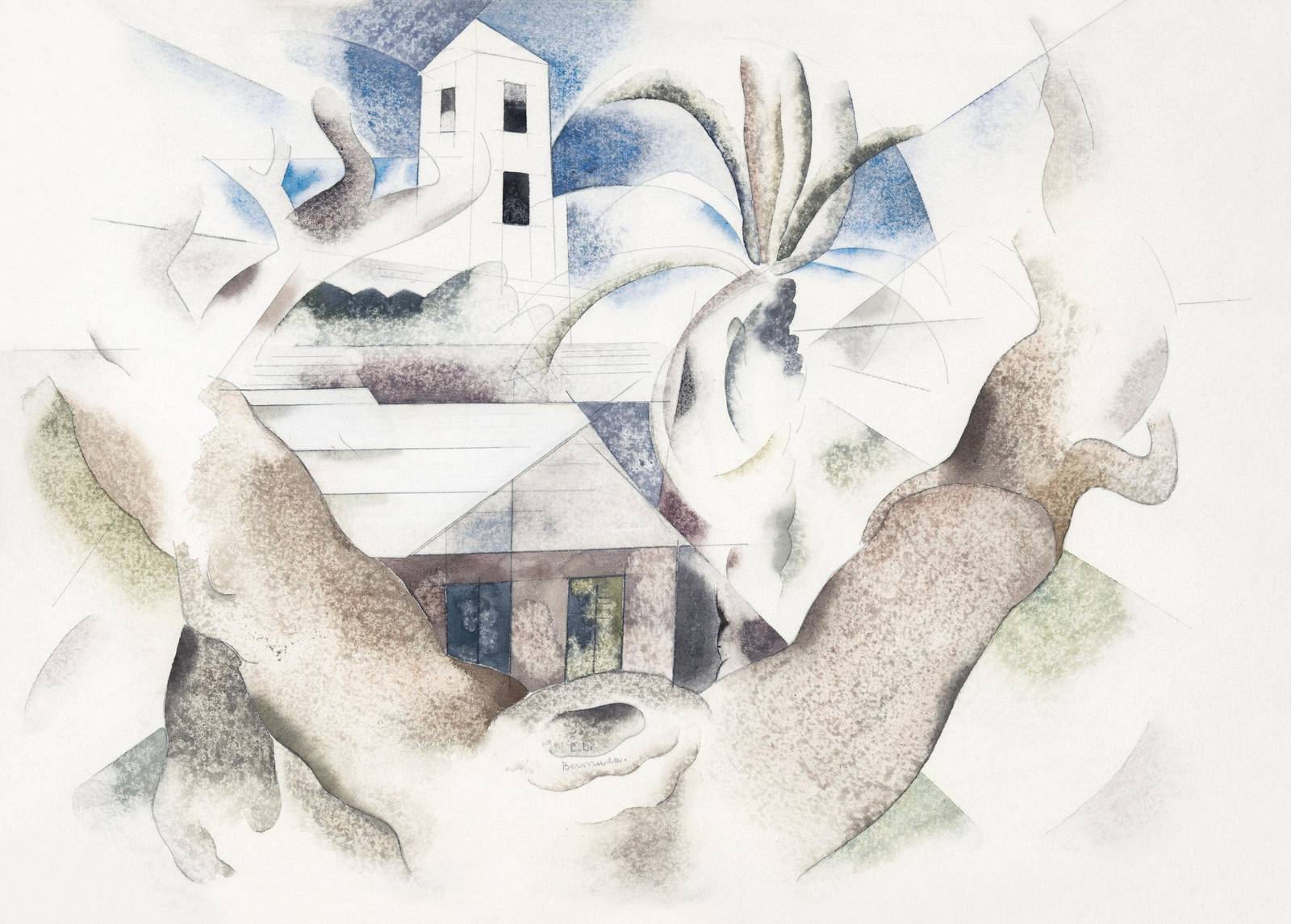Abstract Landscape with Church Wall Art