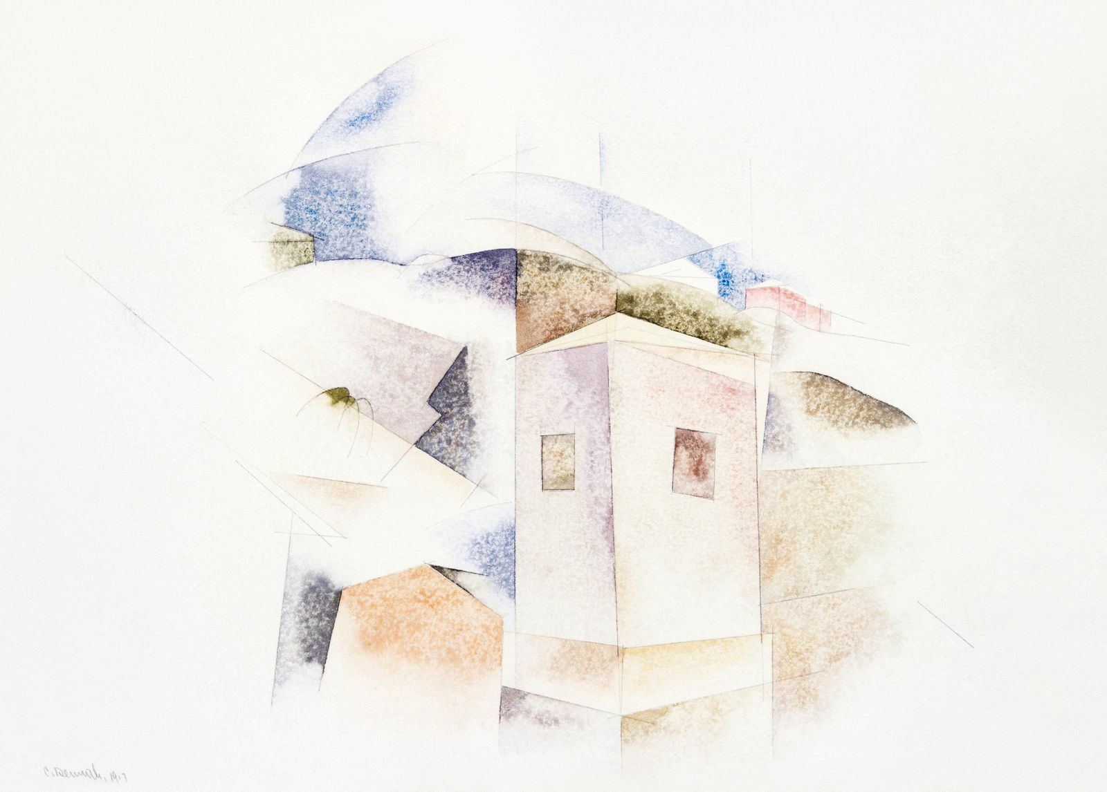Abstract Architectural Watercolor Wall Art