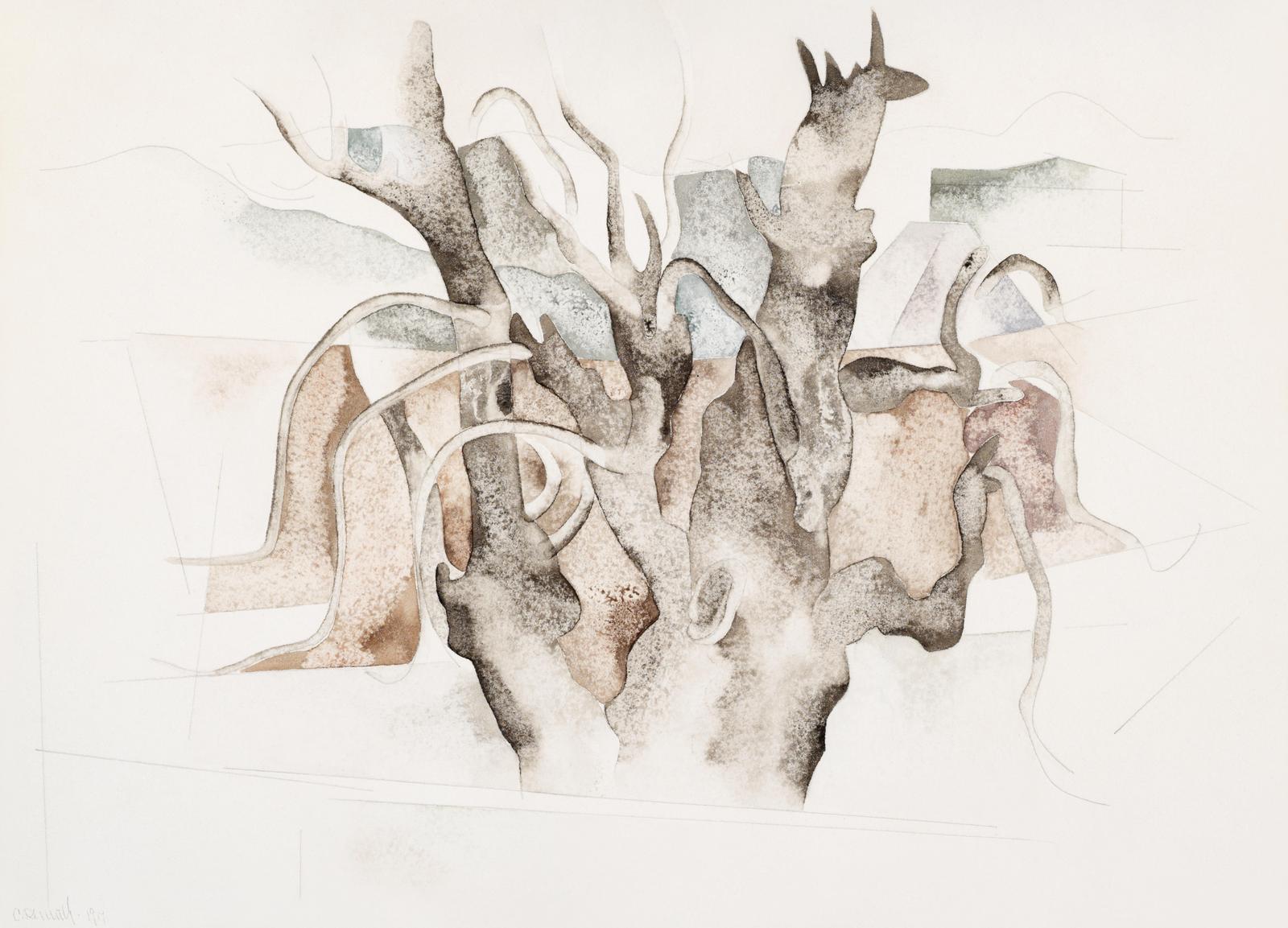 Abstract Tree Form Watercolor Wall Art
