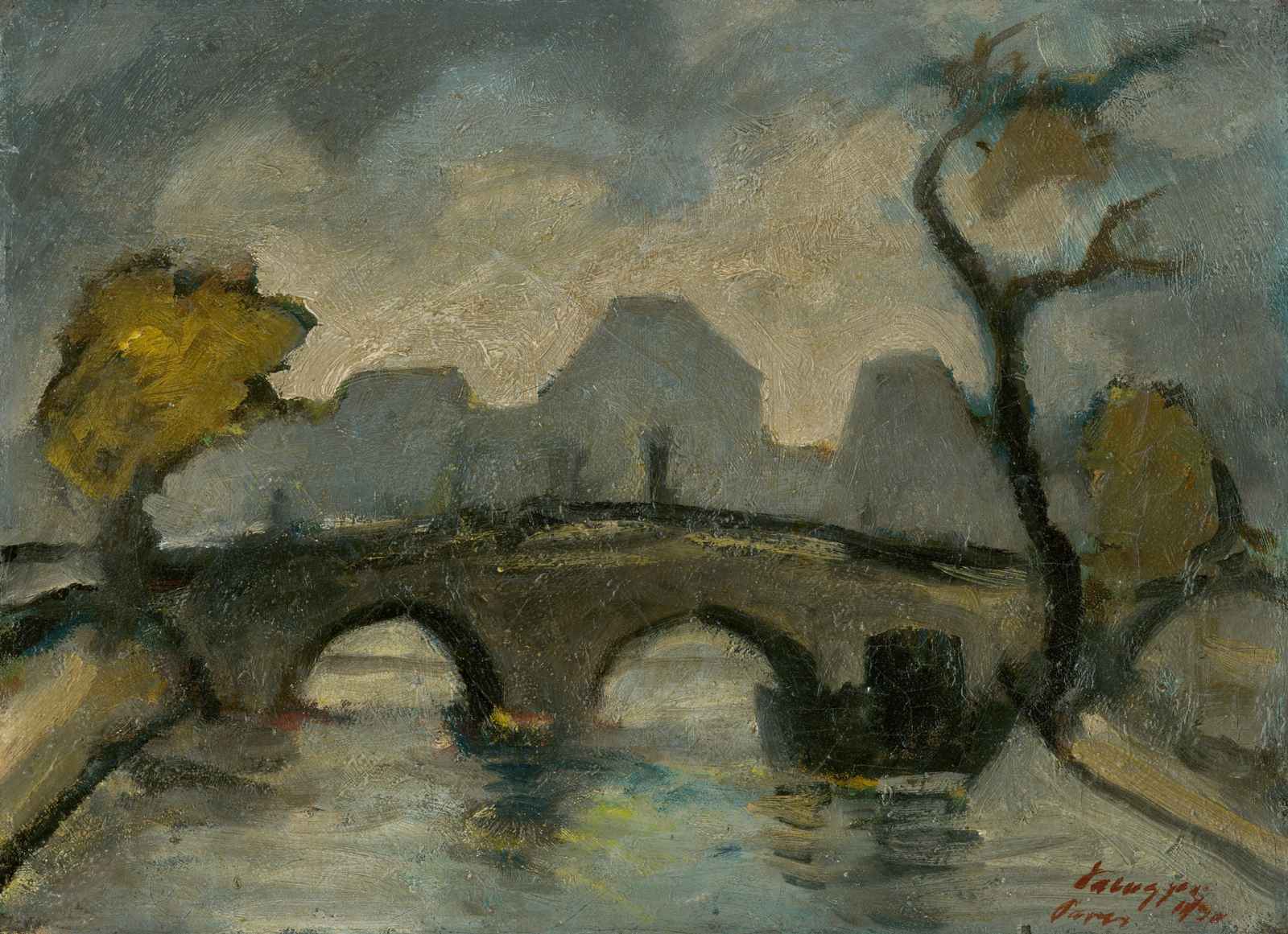 Parisian Bridge Oil Painting Wall Art