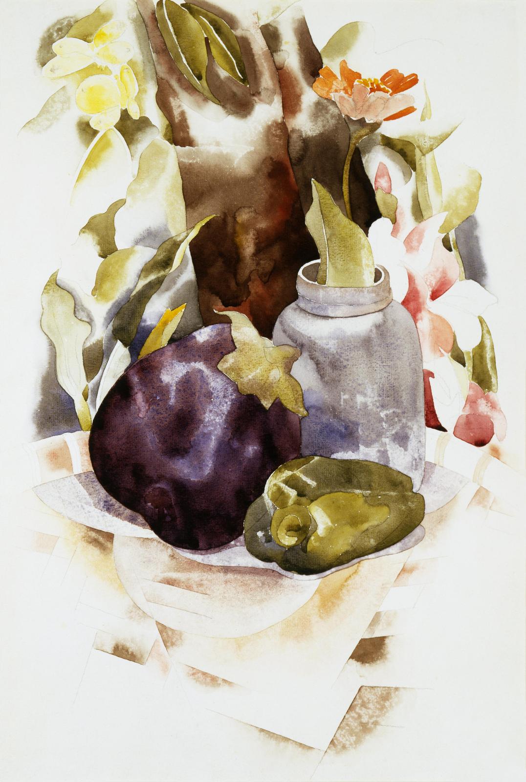 Artistic Eggplant & Pepper Still Life Wall Art