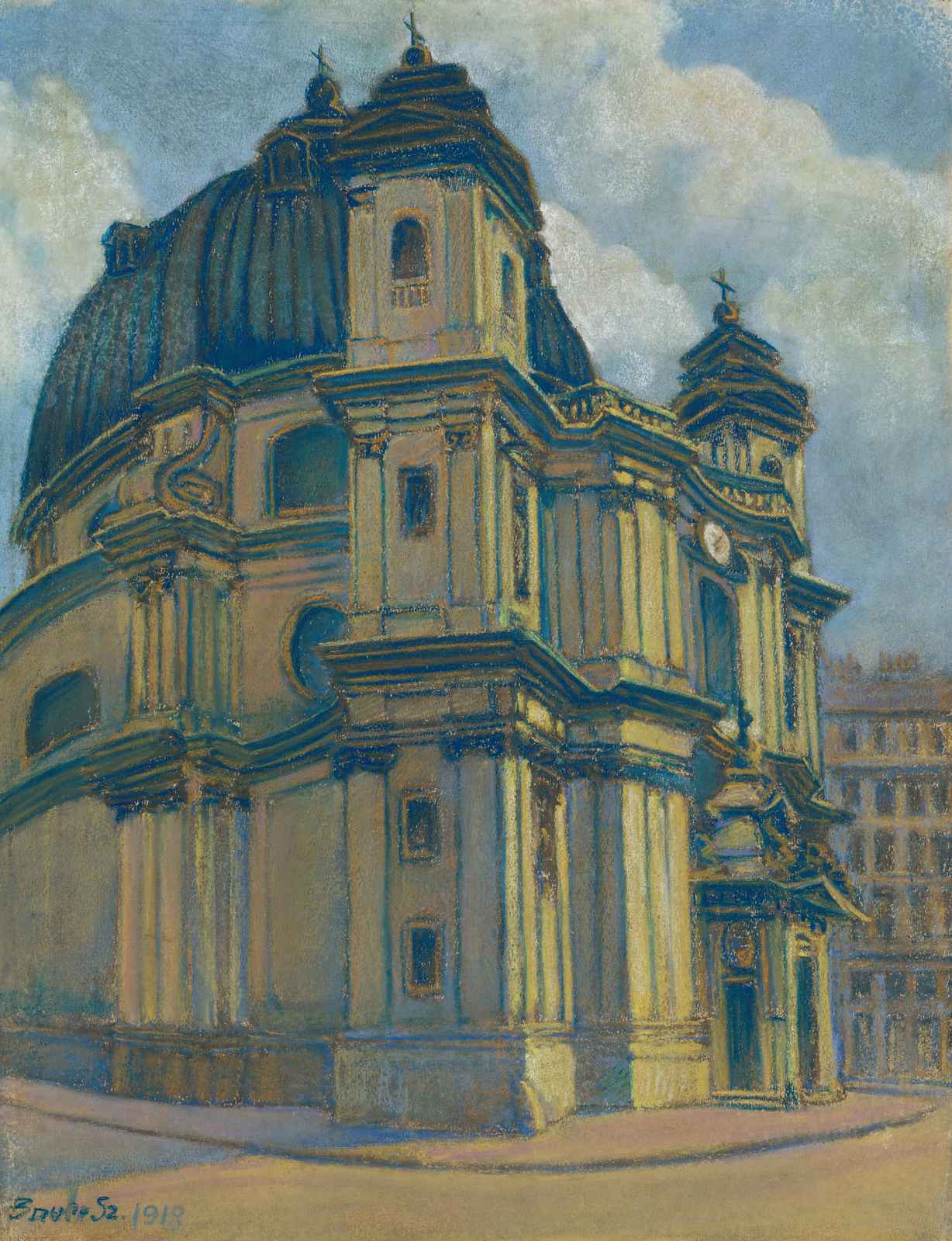 Baroque Church Facade Impressionist Wall Art