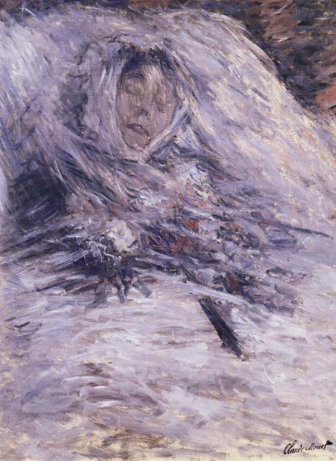 Monet's Snow Scene with Woman Wall Art