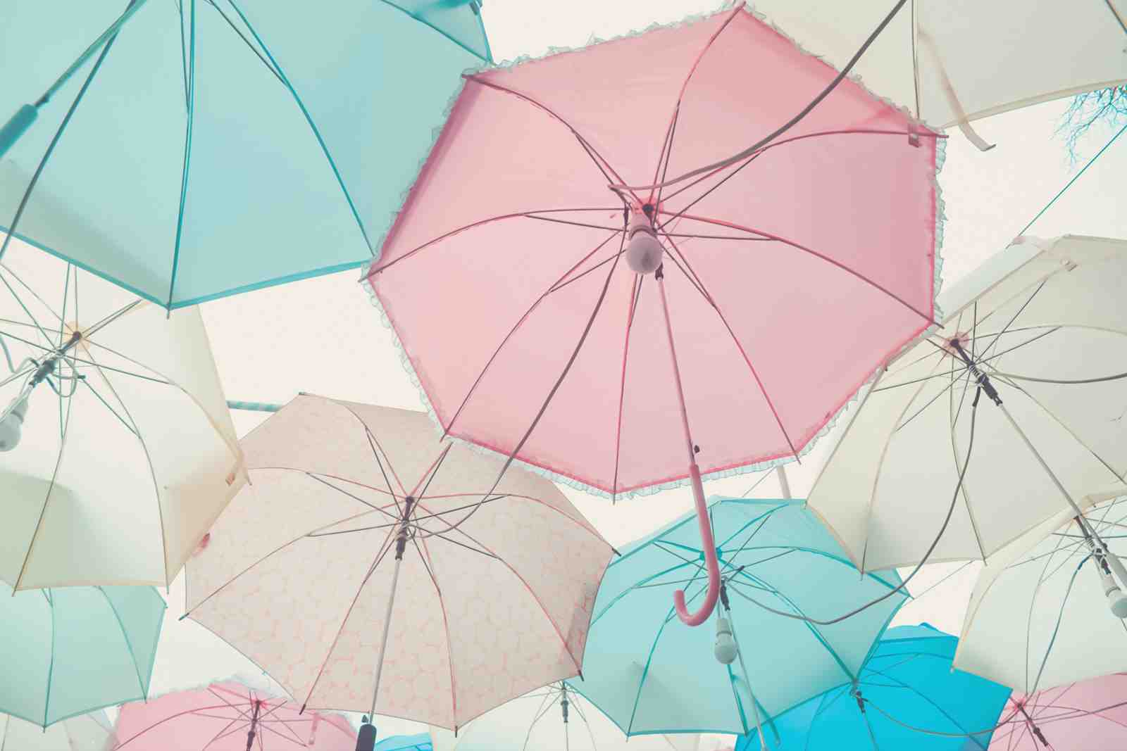 Pastel Umbrellas Sky Wall Art
