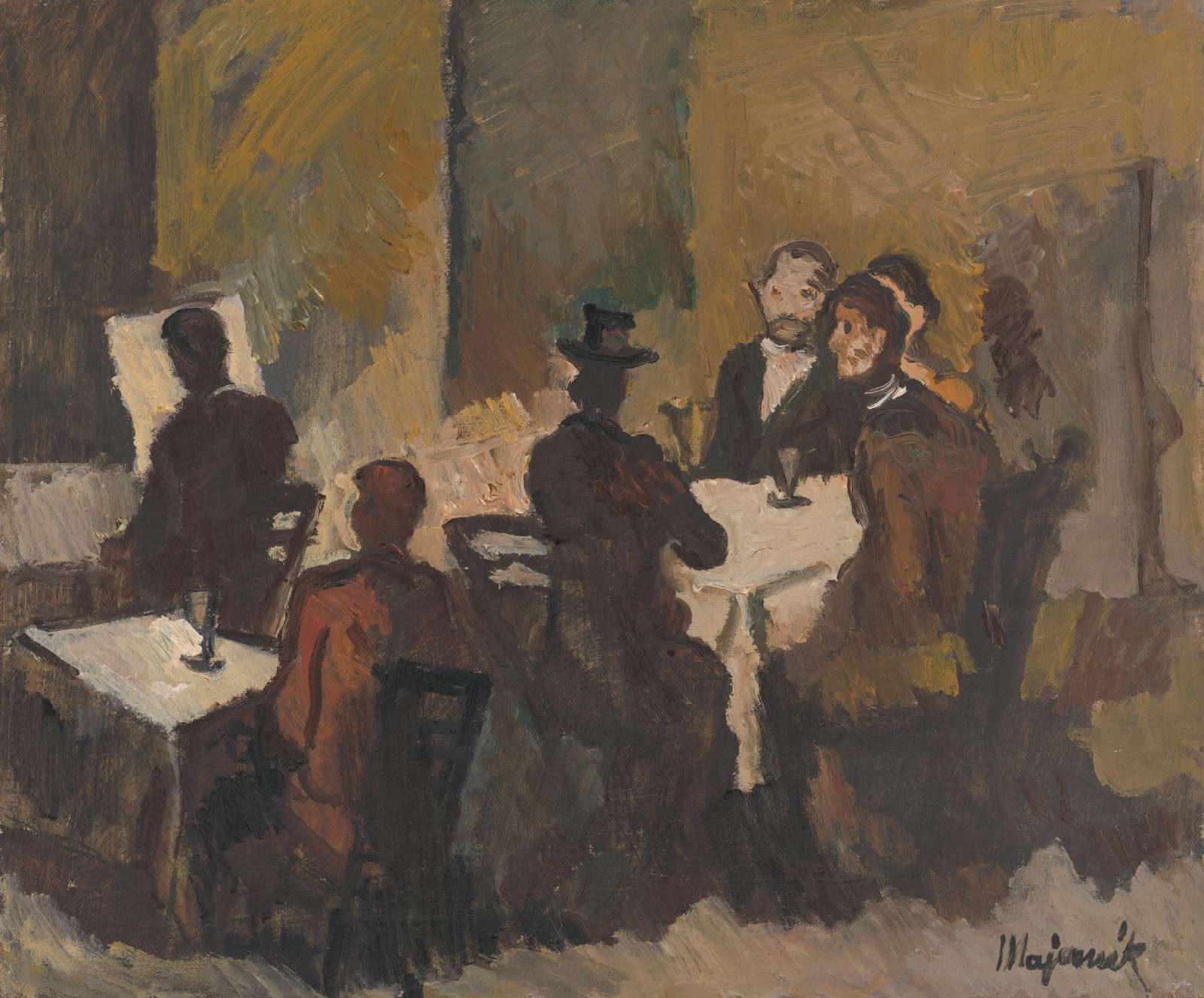 Cafe Scene Impressionist Vintage Art Wall Art