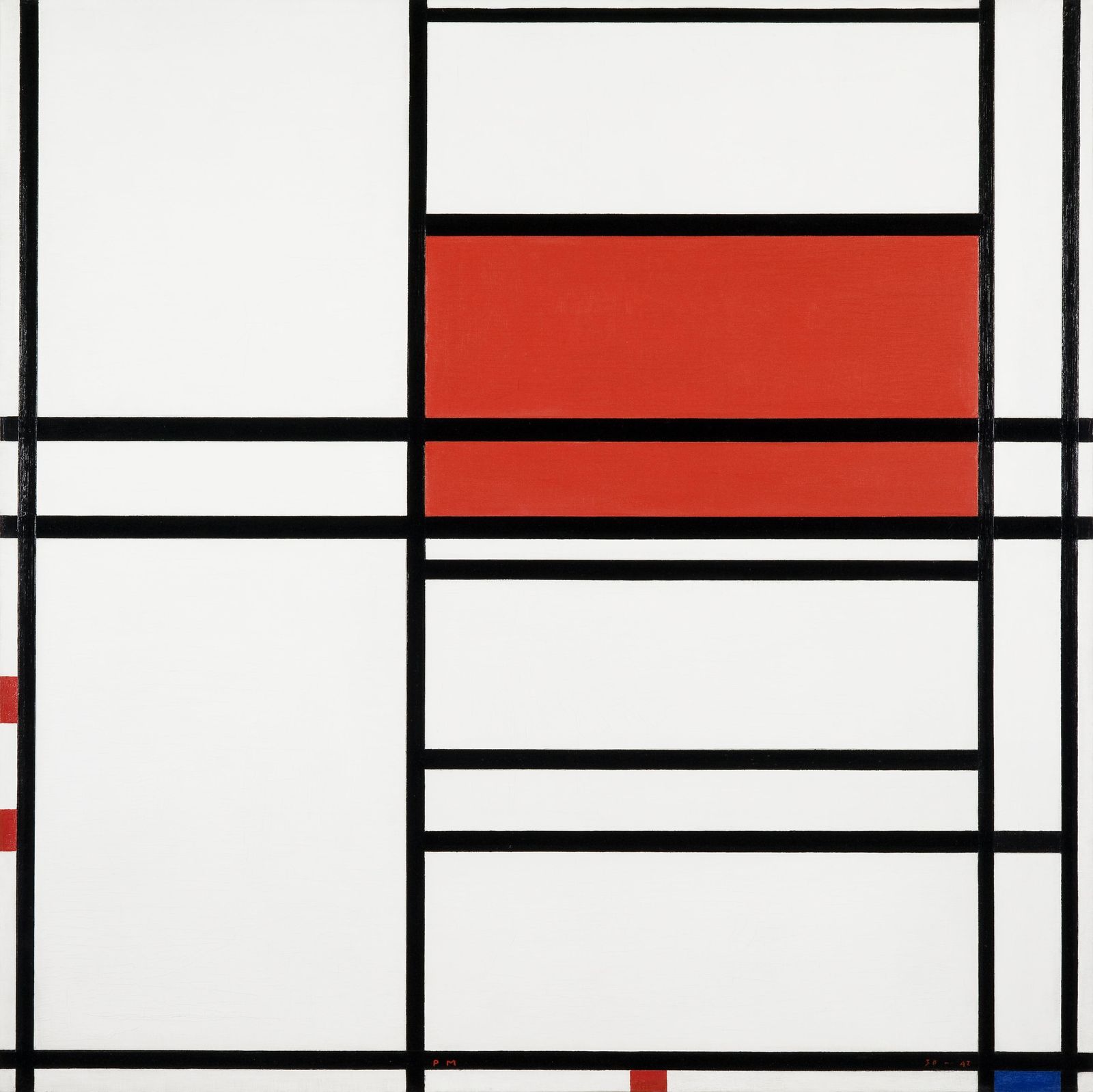 Modern Red Abstract Grid Wall Art