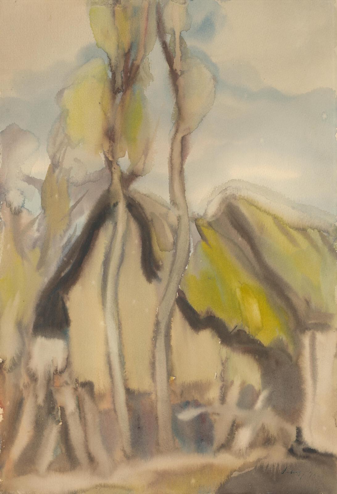 Abstract Trees Watercolor Wall Art