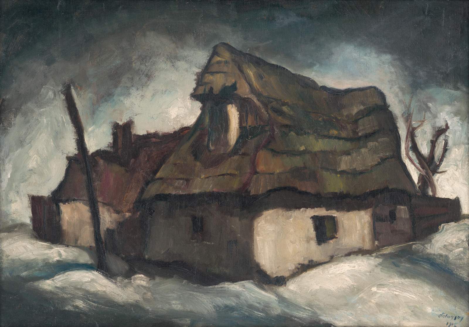 Impressionist Winter Cottage Wall Art