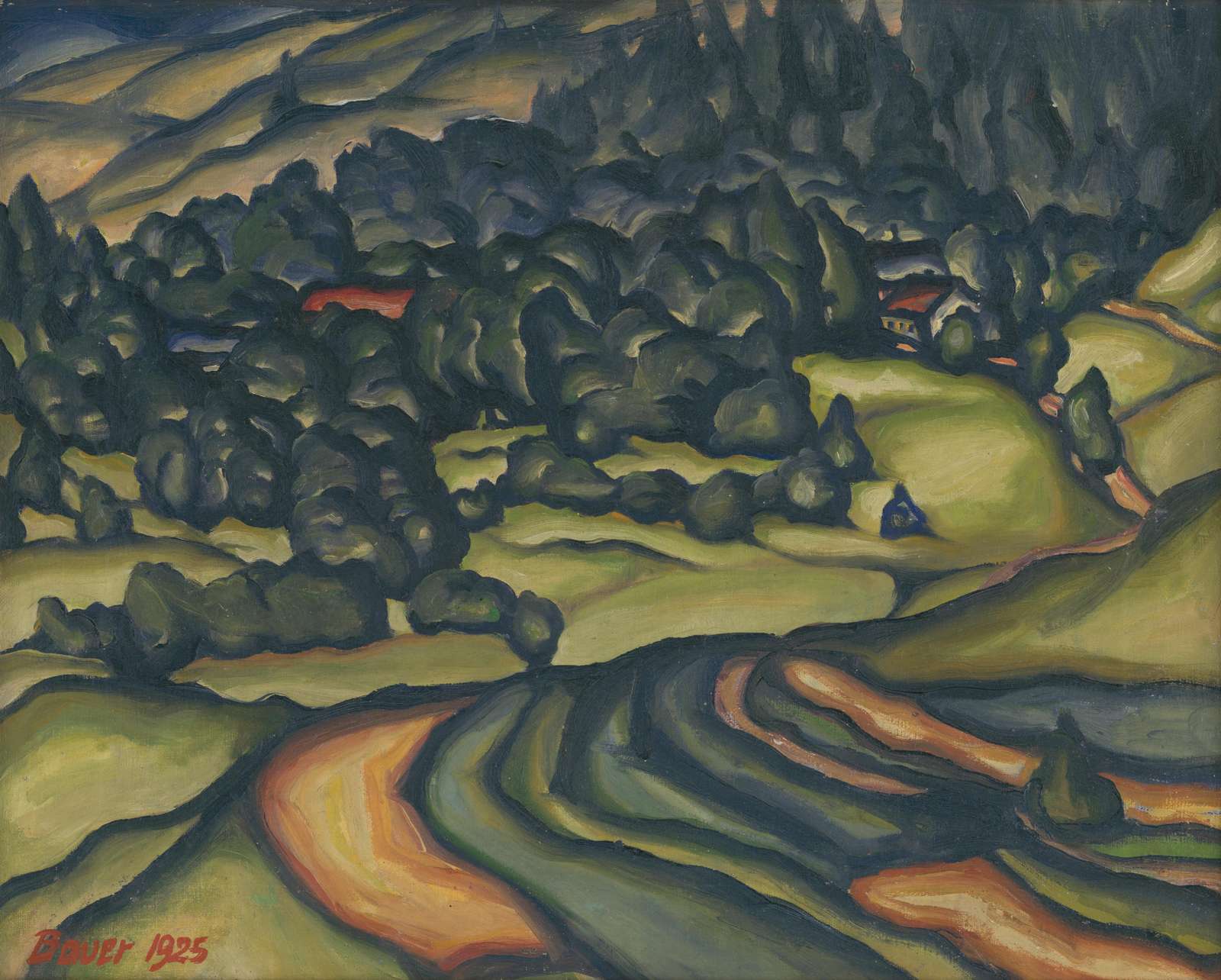 Expressive Landscape Art: 1925 Countryside Wall Art