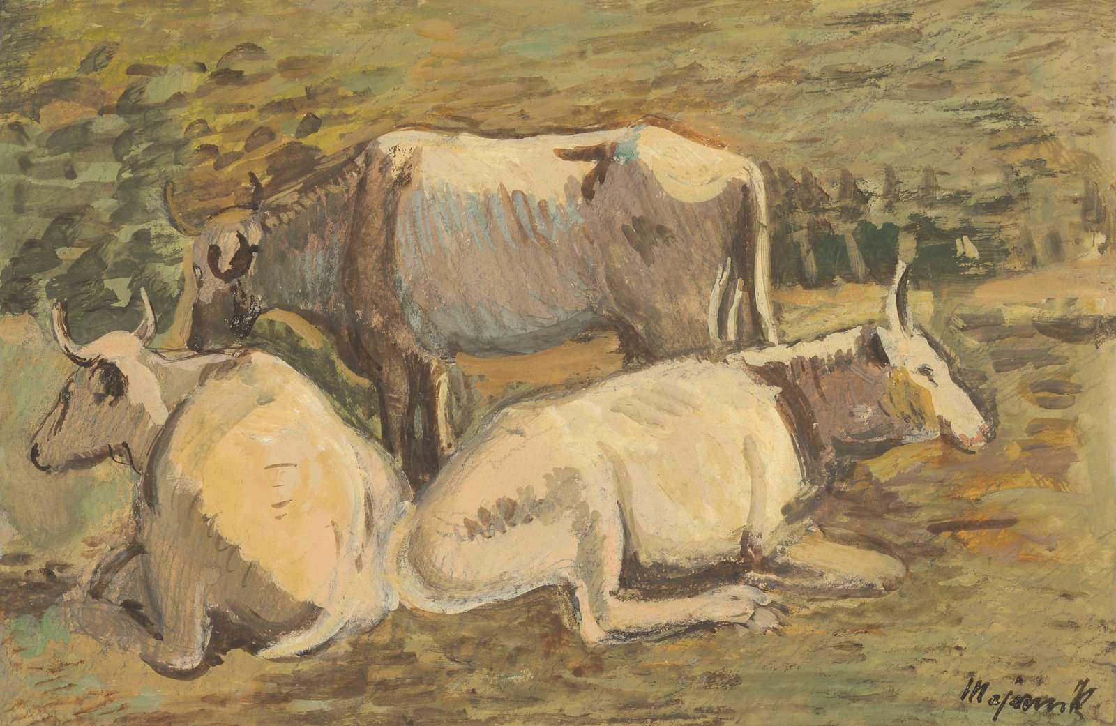Serene Cows Resting: Rustic Farm Animal Wall Art