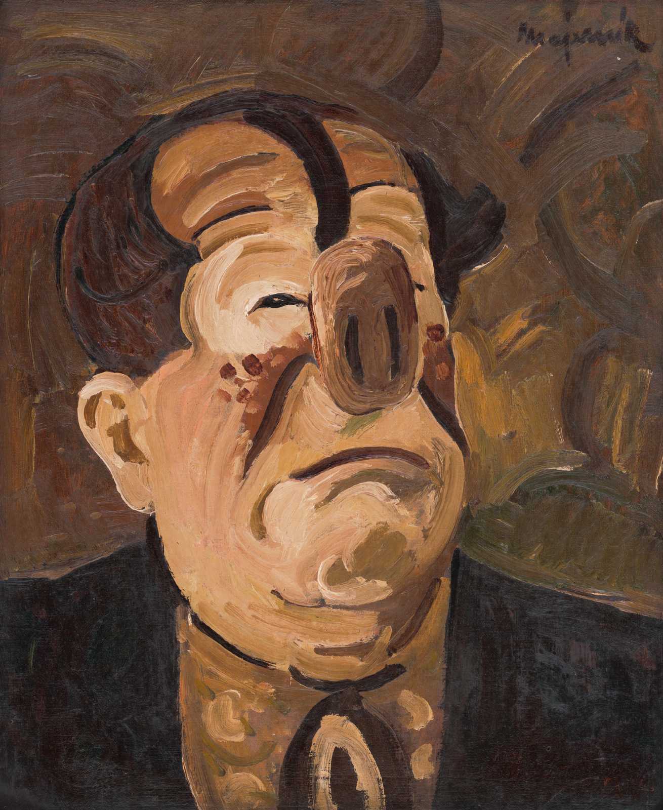 Expressive Portrait with a Pig Nose Wall Art