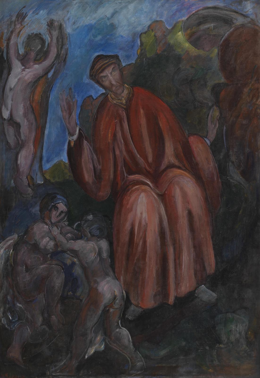 Expressive Figure Drama Red Robe Wall Art