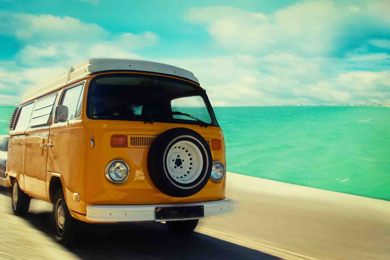 Retro Yellow Van Beach Vibes Wall Art