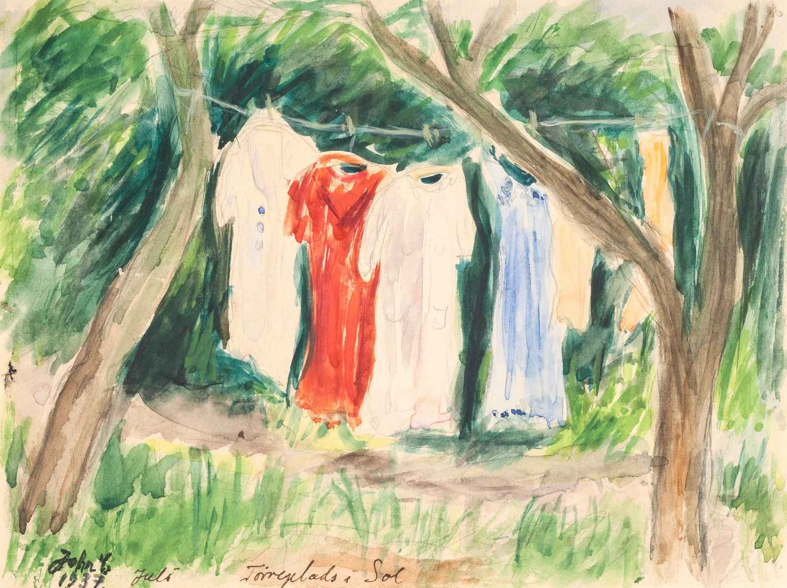 Laundry Day Serenity Watercolor Wall Art