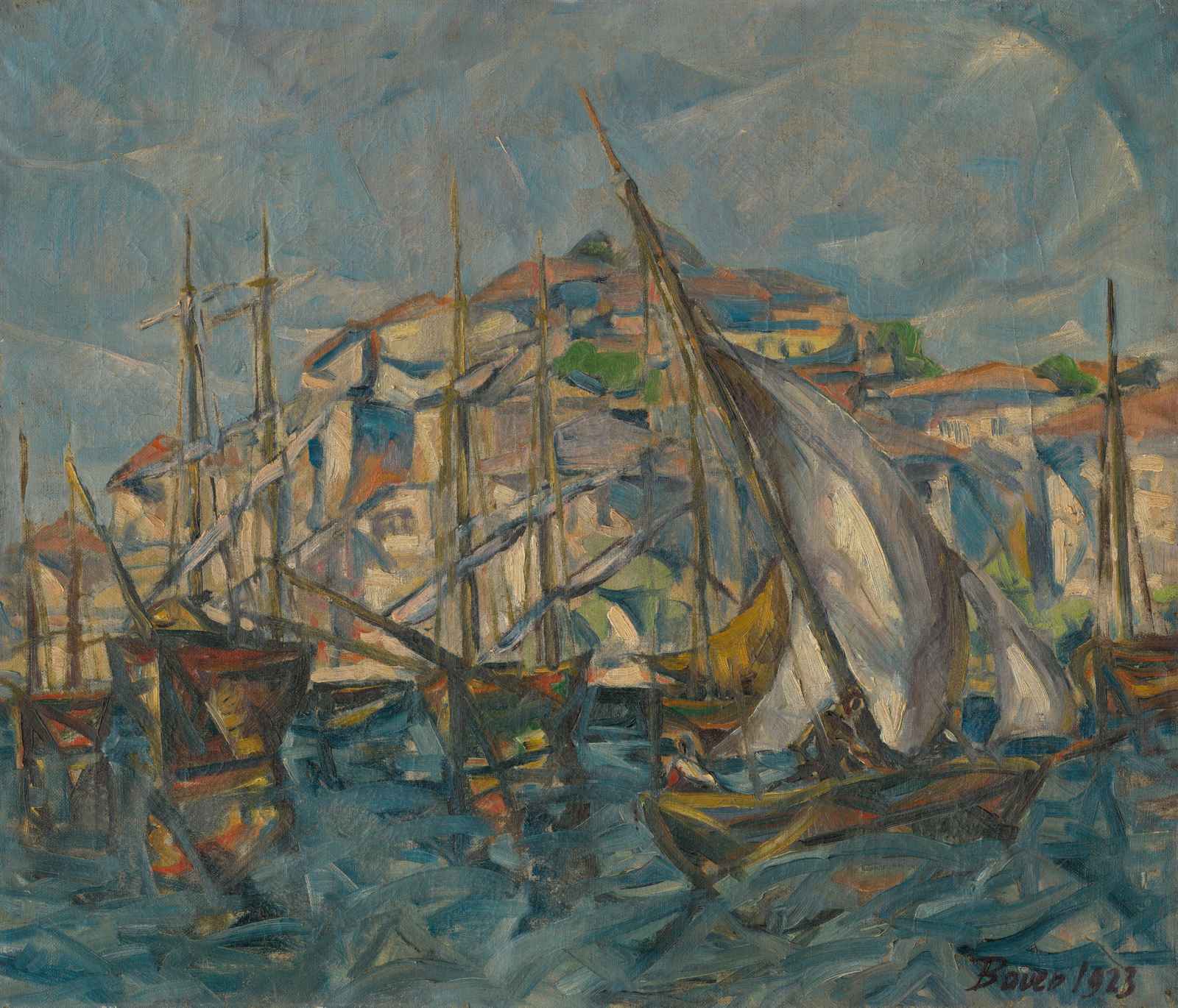 Serene Harbor Sailboats Impressionist Wall Art