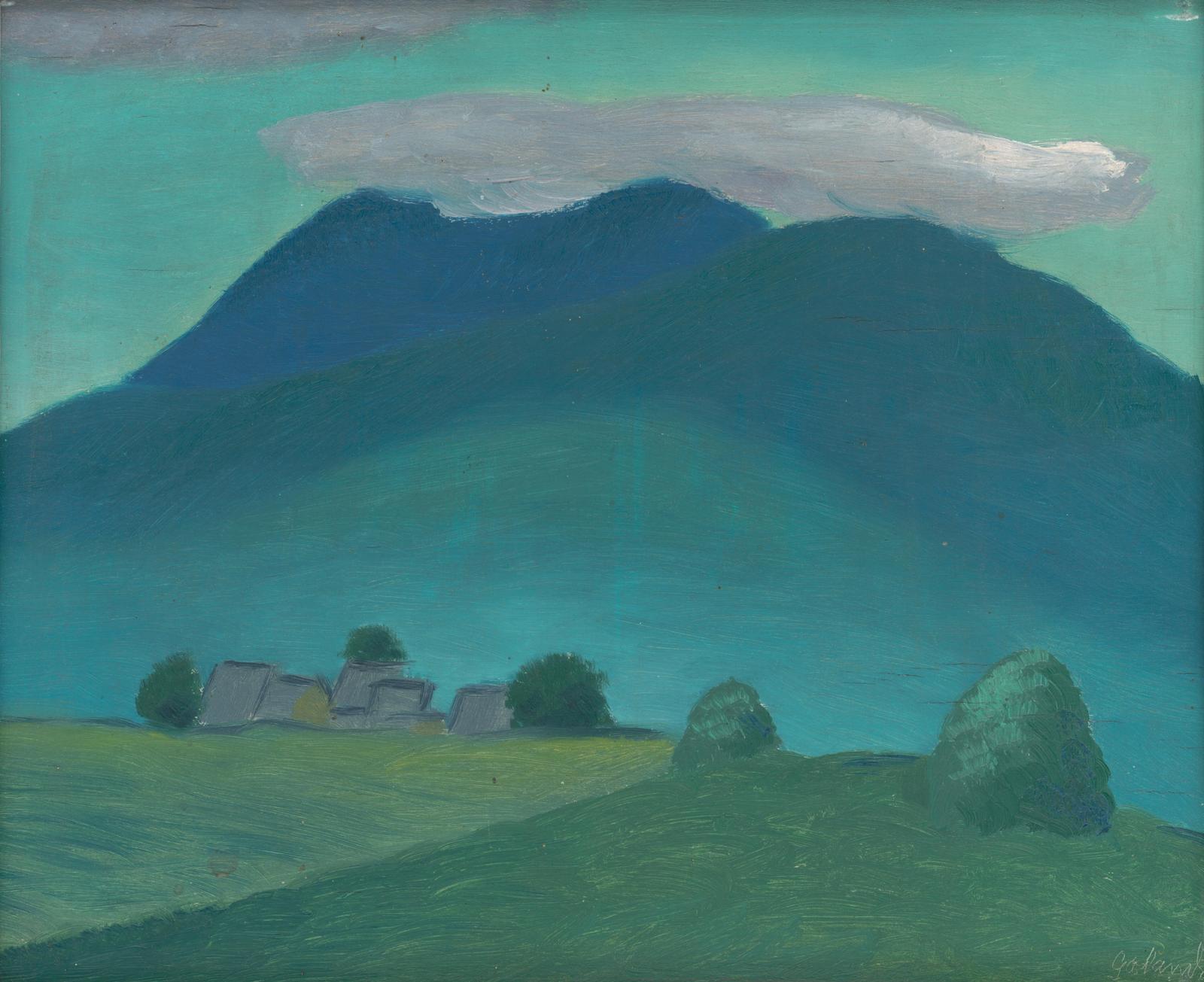 Serene Mountain Village Landscape Wall Art