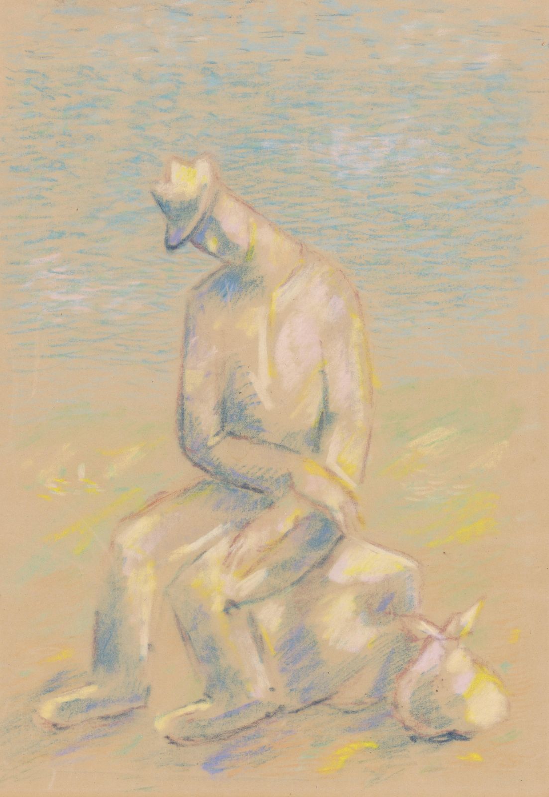 Solitary Traveler Pastel Figure Wall Art