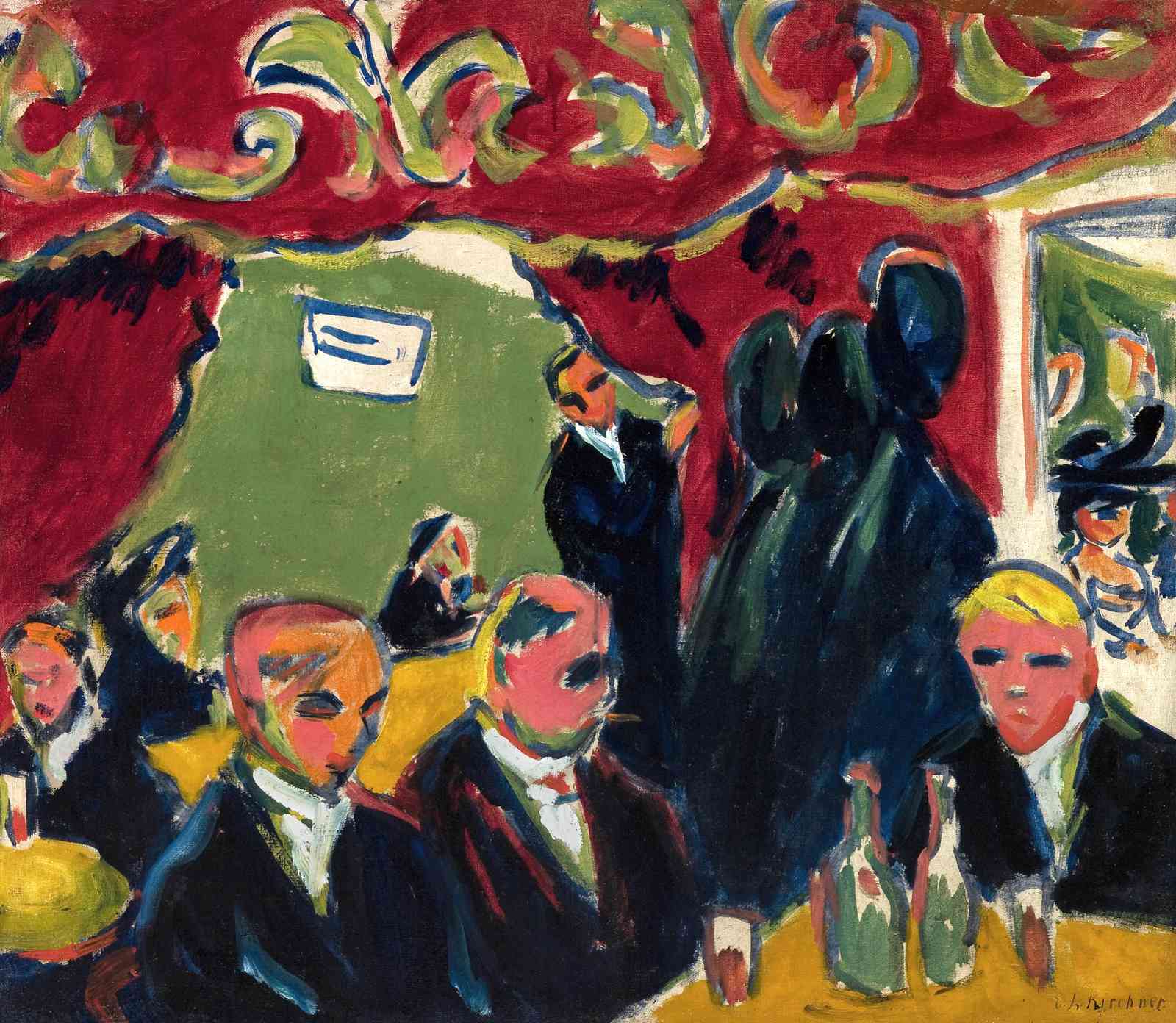 Energetic Bar Scene Expressionist Wall Art
