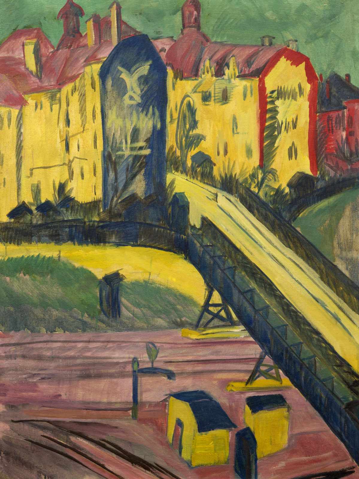 Vibrant Cityscape Bridge Expressionist Wall Art