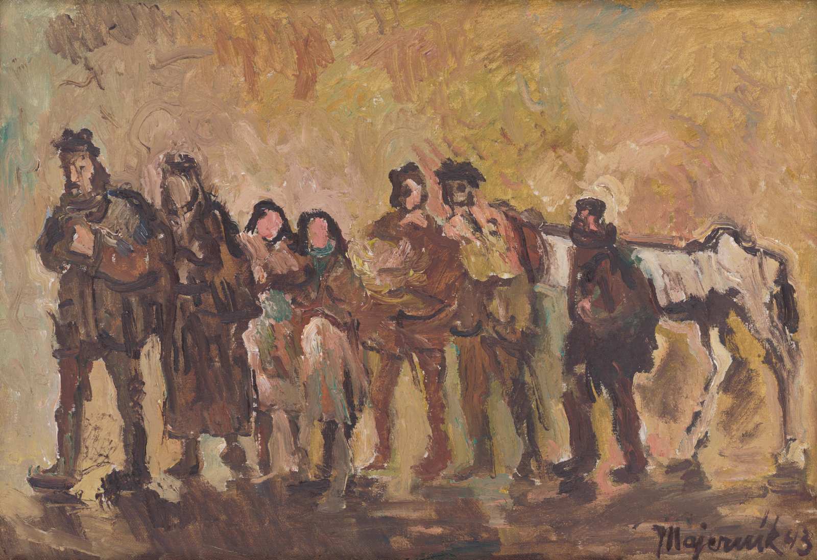 Rustic Folk Group With Horse Wall Art