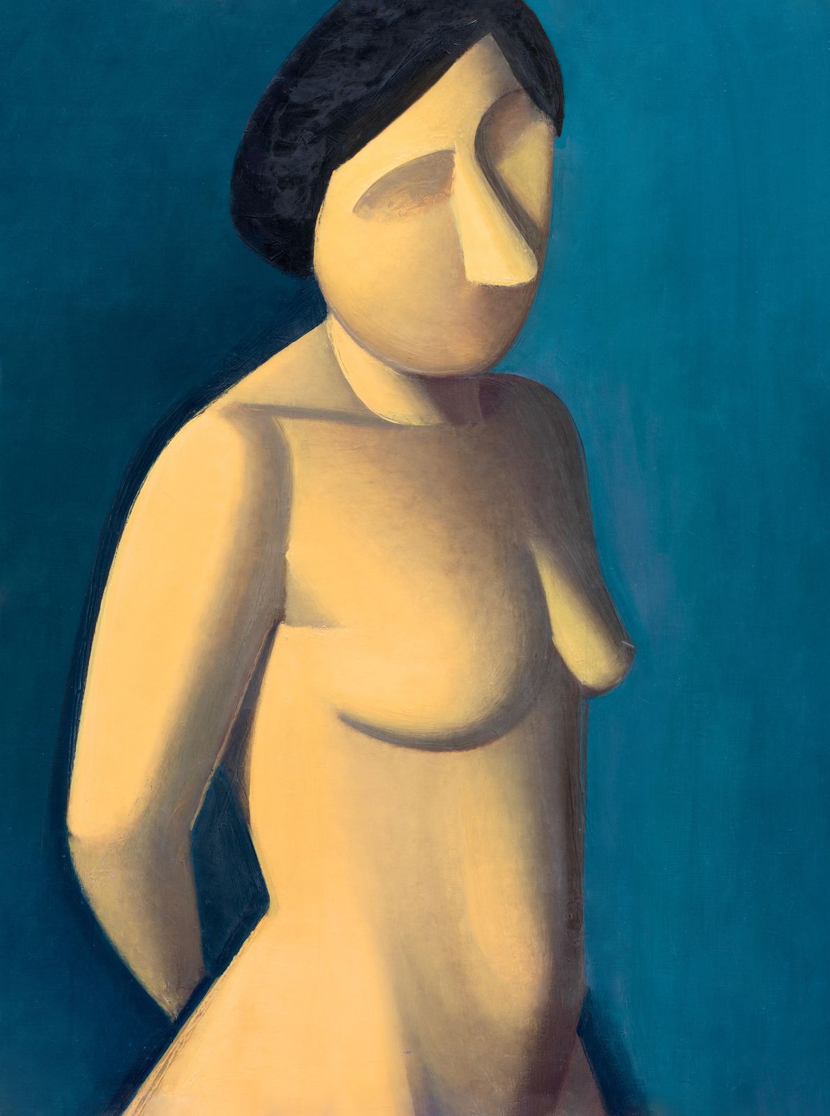 Serene Nude Figure Blue Wall Art