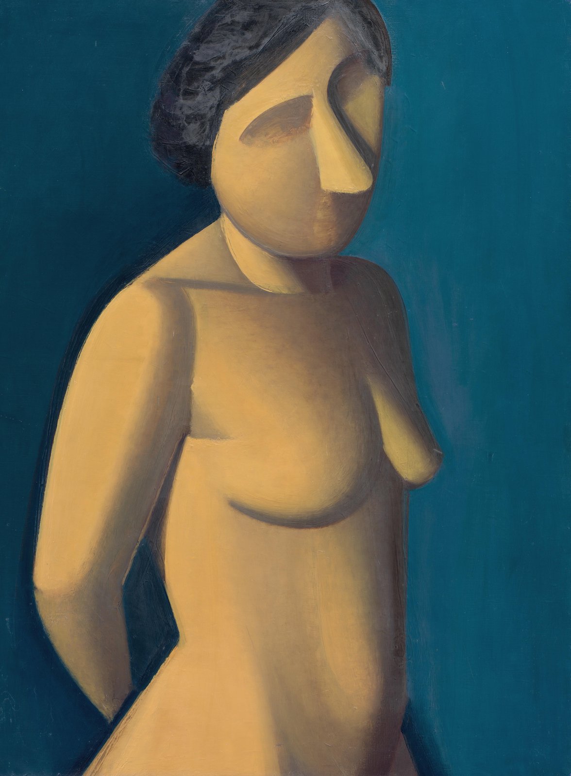 Figurative Nude Yellow & Teal Wall Art