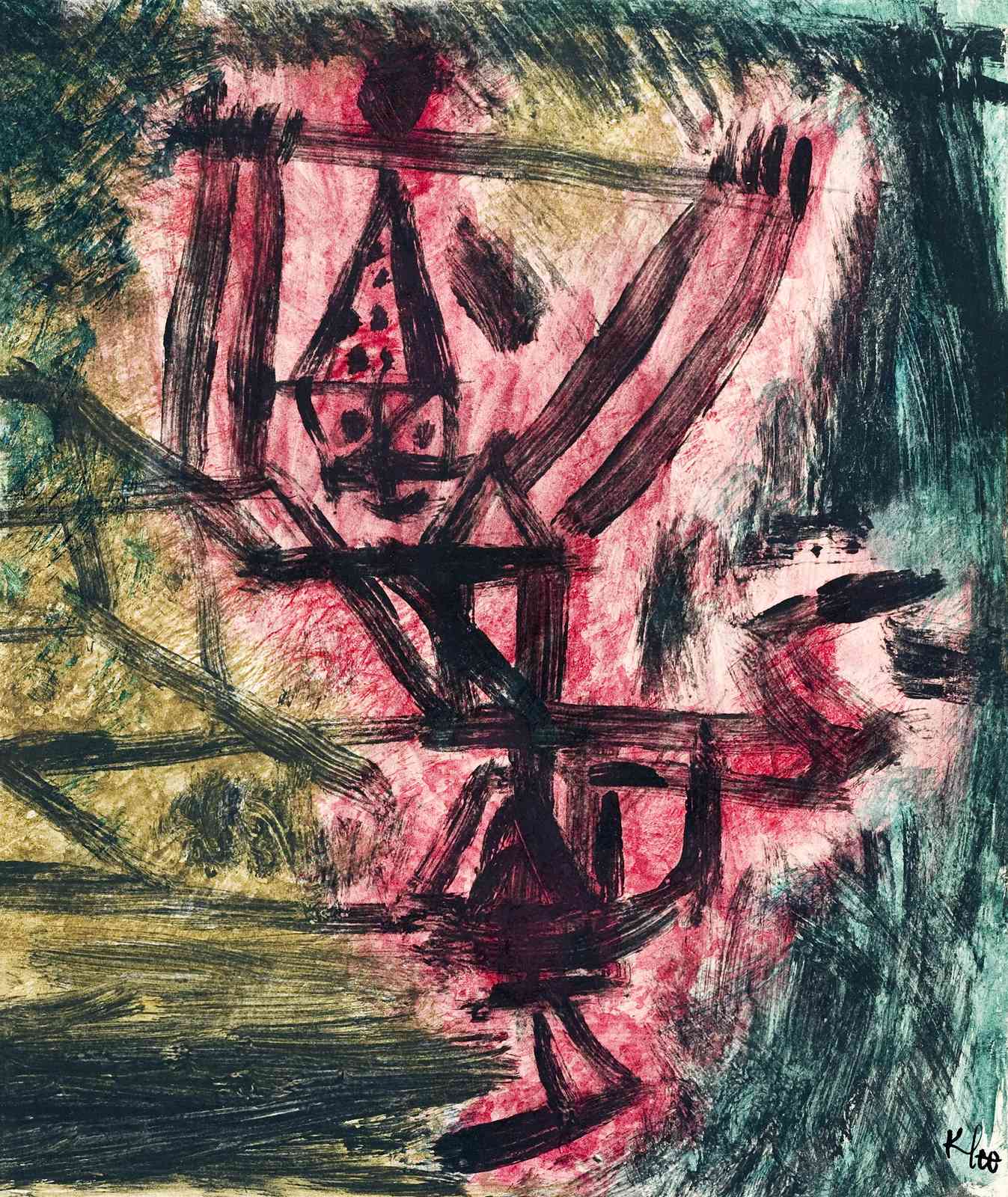 Abstract Figure Crimson Expression Wall Art