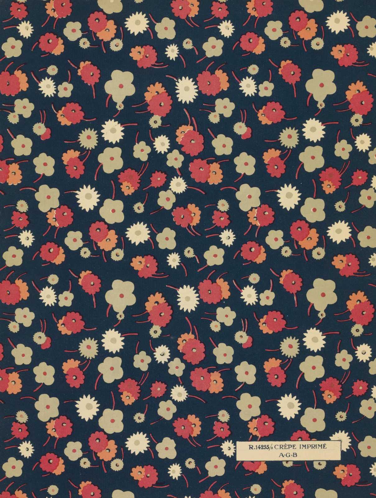 Vintage Floral Dark Blue Wall Art