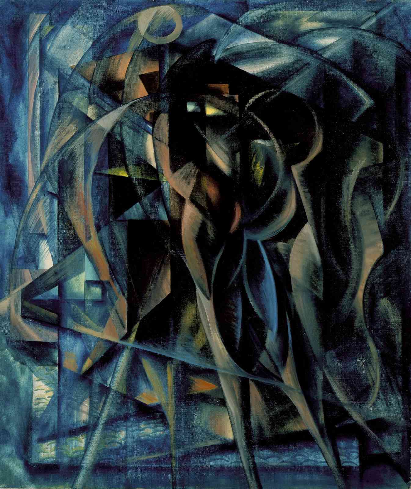 Futuristic Movement Abstract Blue Wall Art