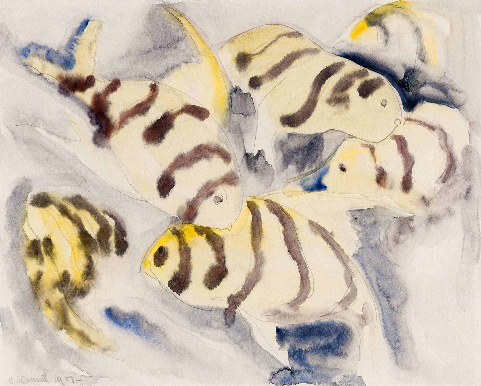Seascape Serenity: Striped Fish Watercolor Wall Art