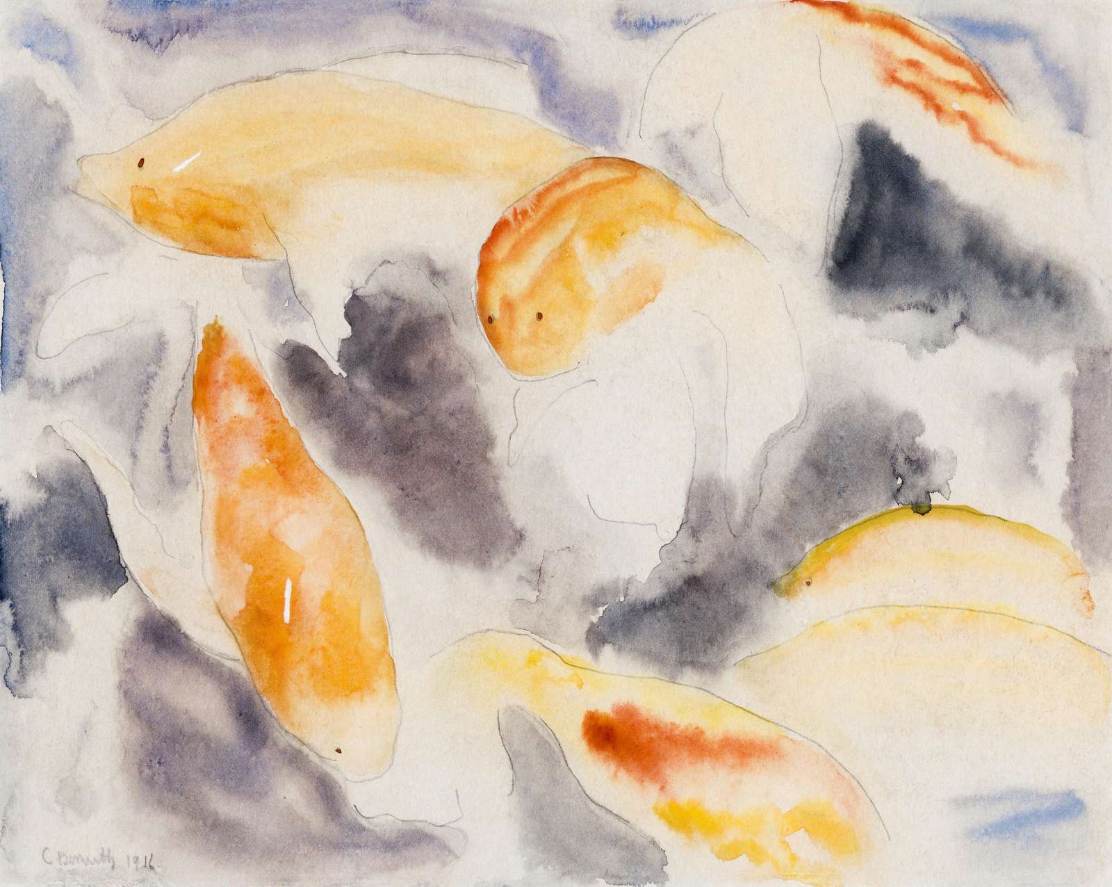 Abstract Koi Fish Watercolor Wall Art