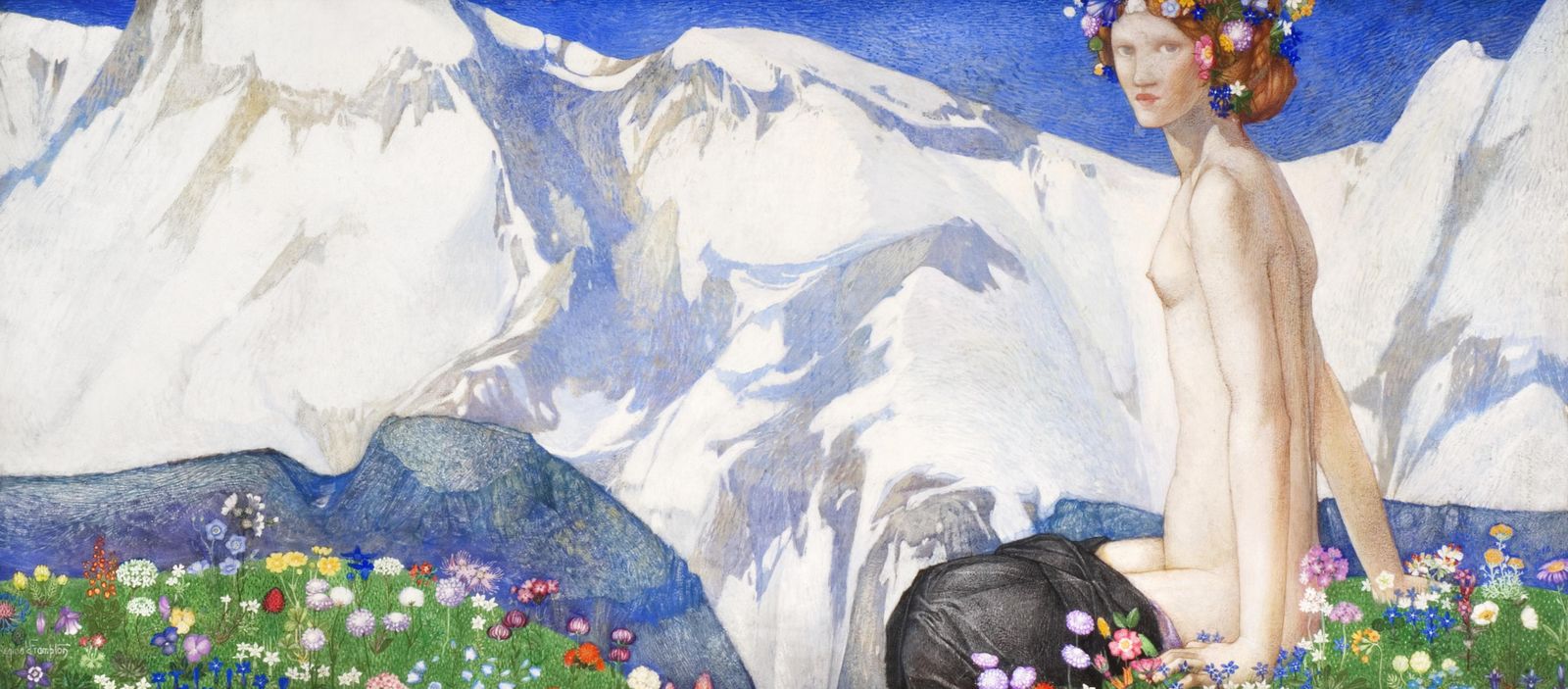 Alpine Bloom Goddess Serene Mountains Wall Art