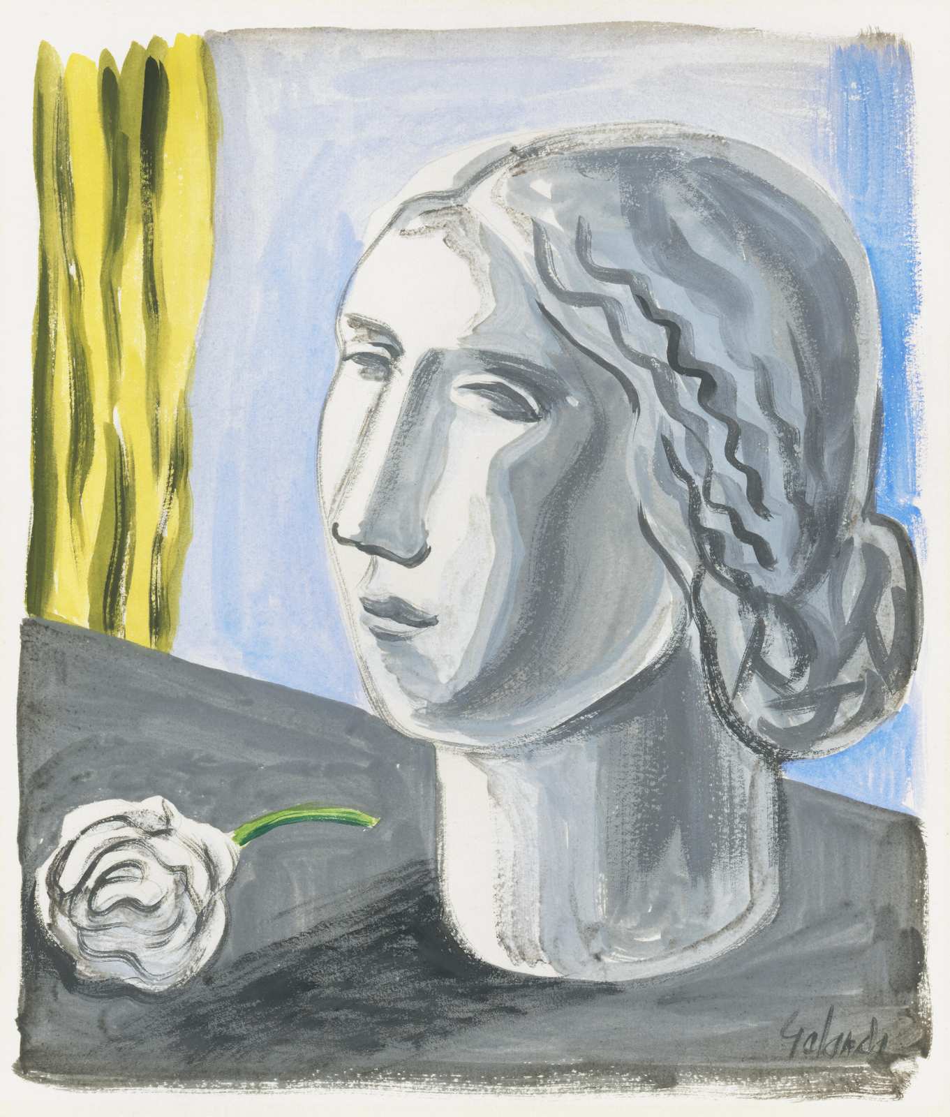 Elegant Bust with Rose Wall Art