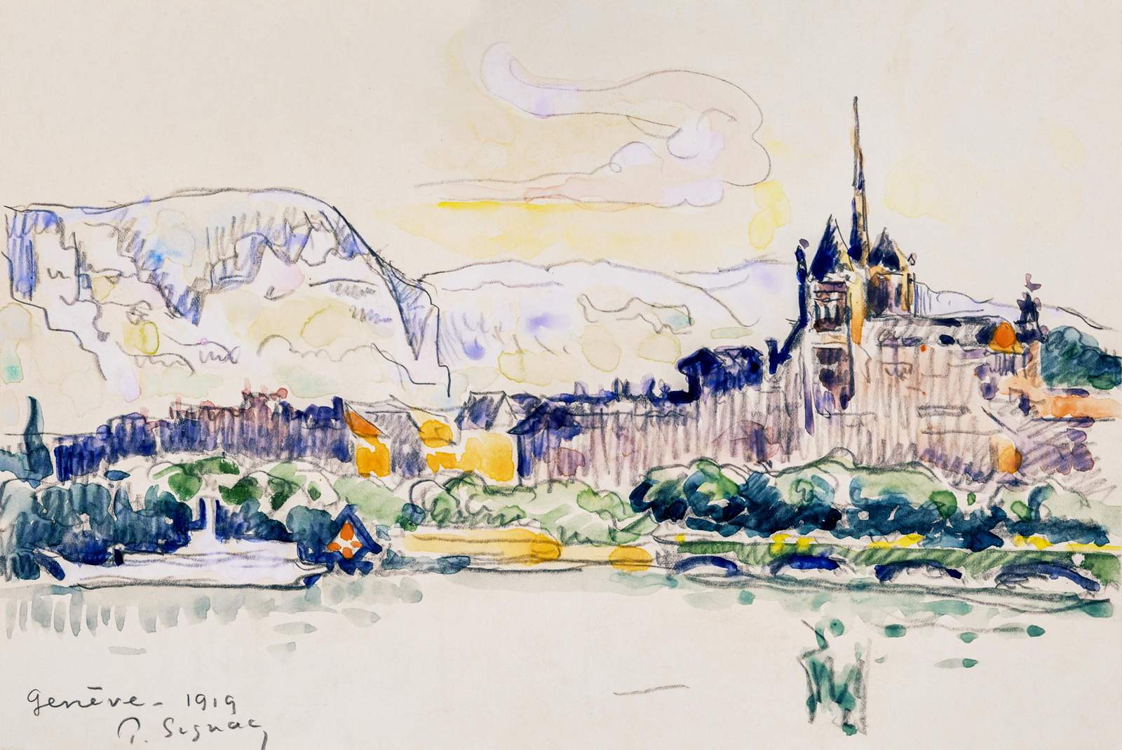 Geneva Skyline 1919 Neo-Impressionist Wall Art