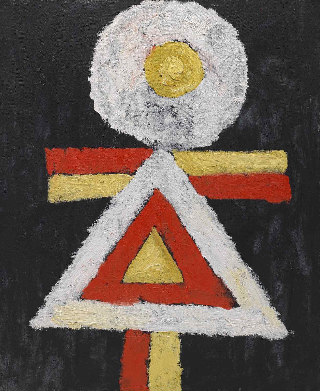 Bold Geometric Abstract Red Yellow White Wall Art