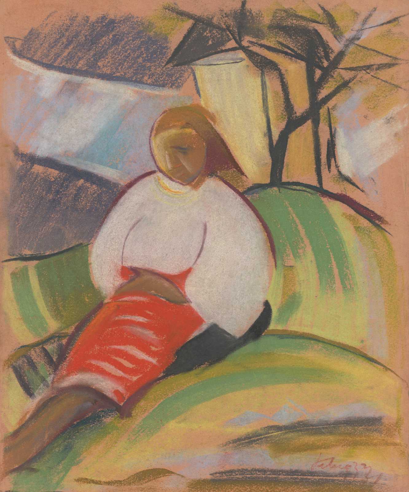 Serene Figure in Warm Hues Wall Art