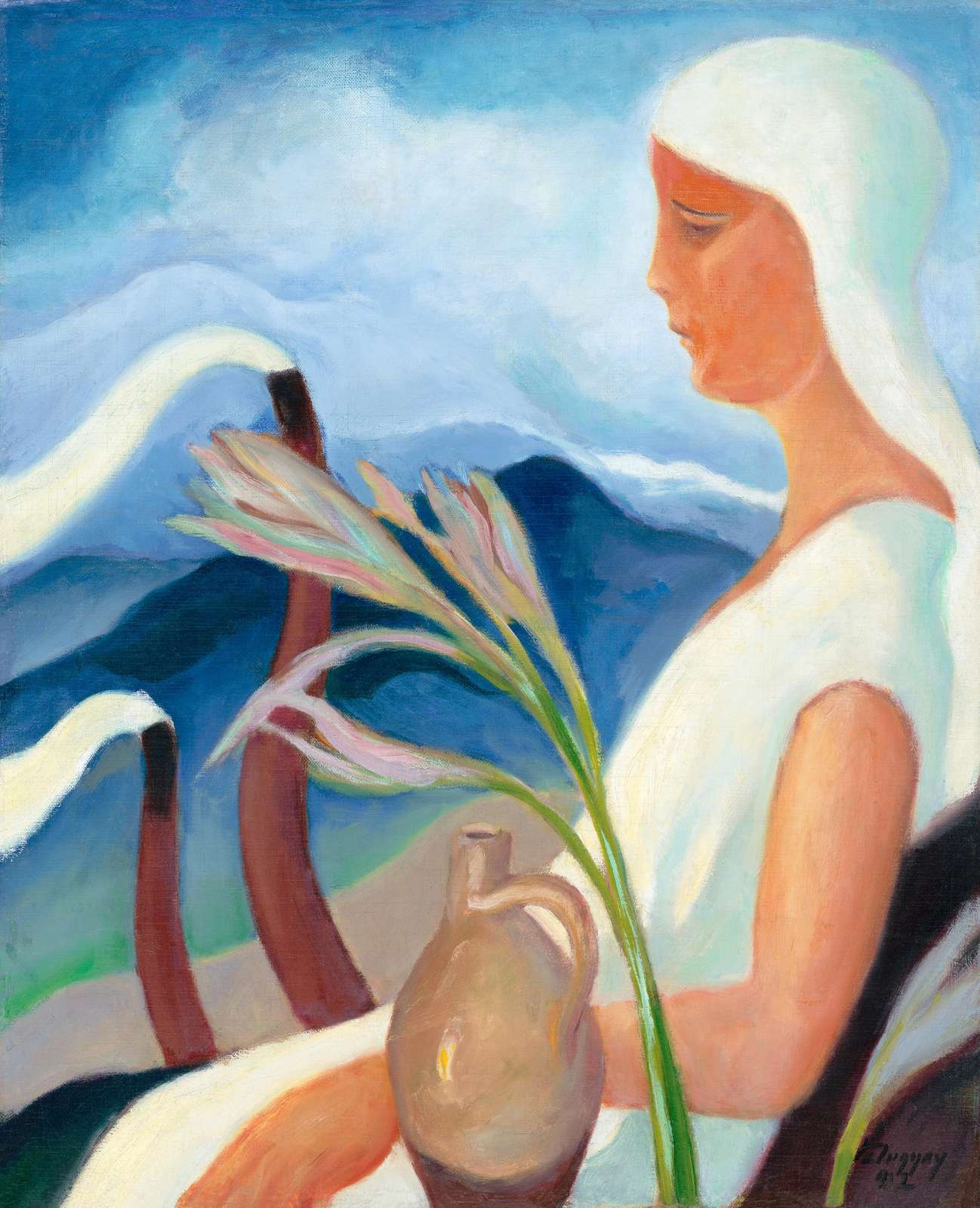 Graceful Serenity Woman & Lily Wall Art