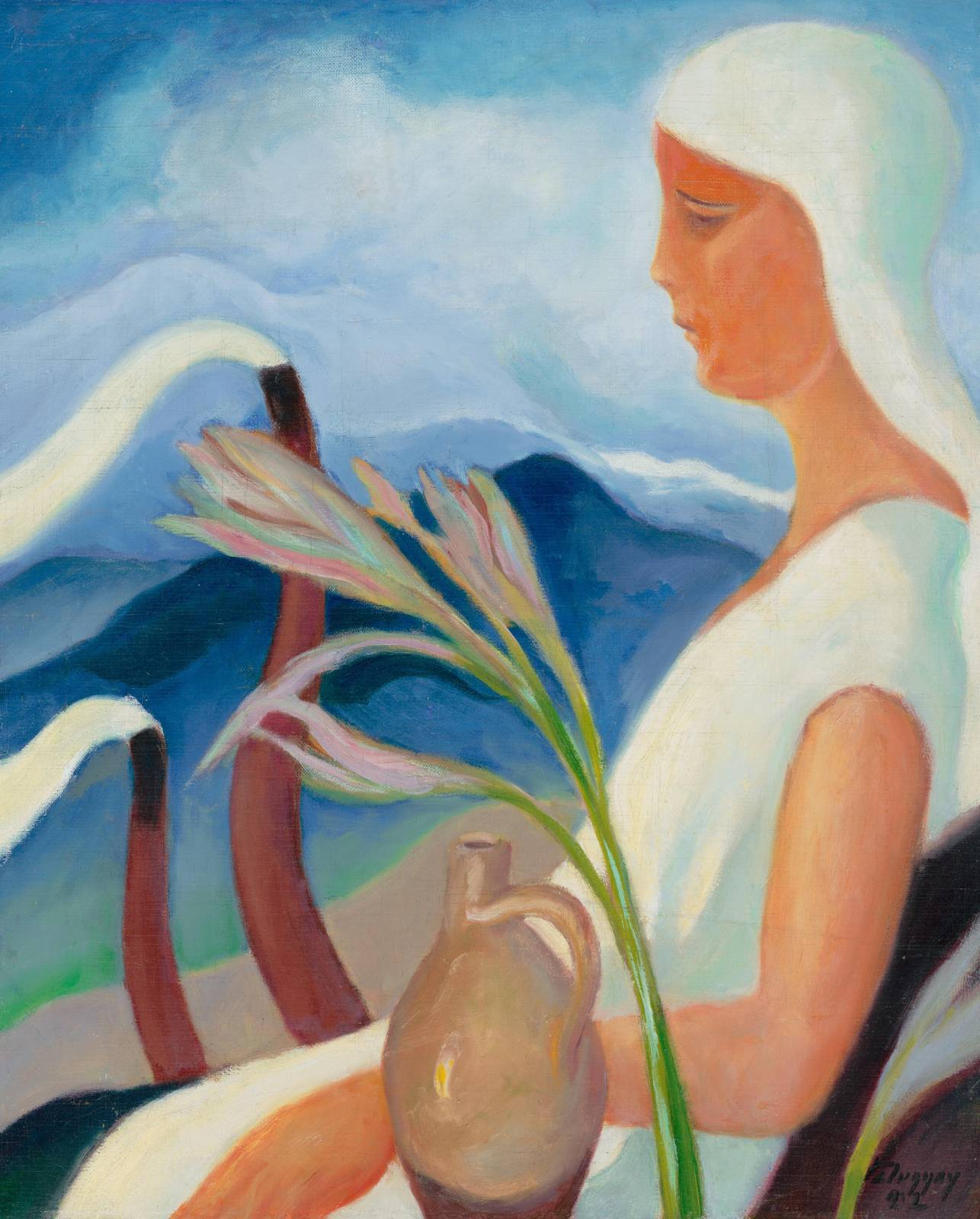 Serene Woman Lily Wall Art