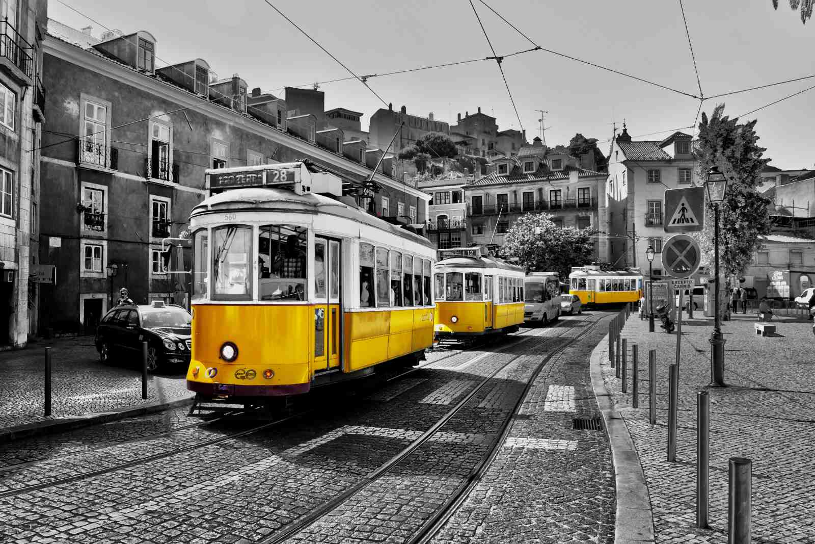 Iconic Yellow Trams of Lisbon Wall Art