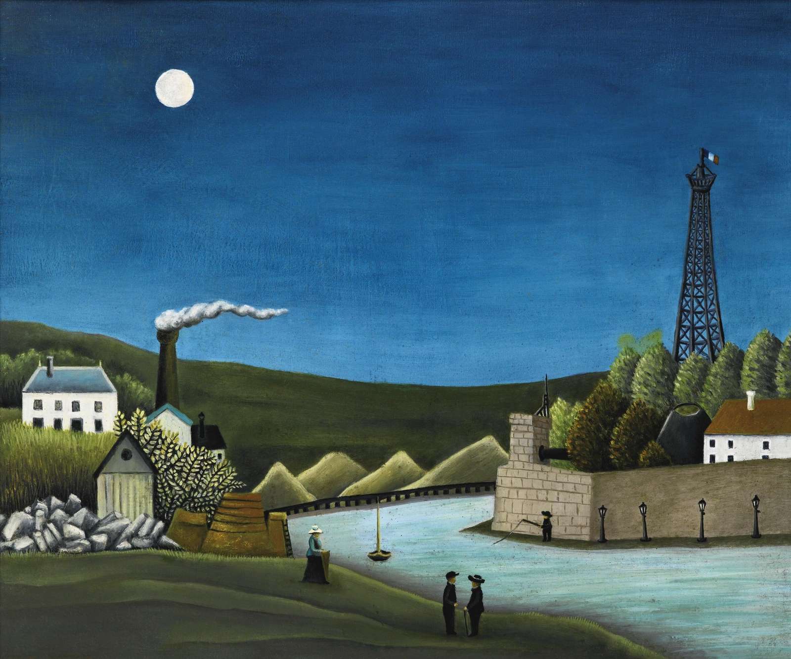Enigmatic Moonlit River Scene Wall Art