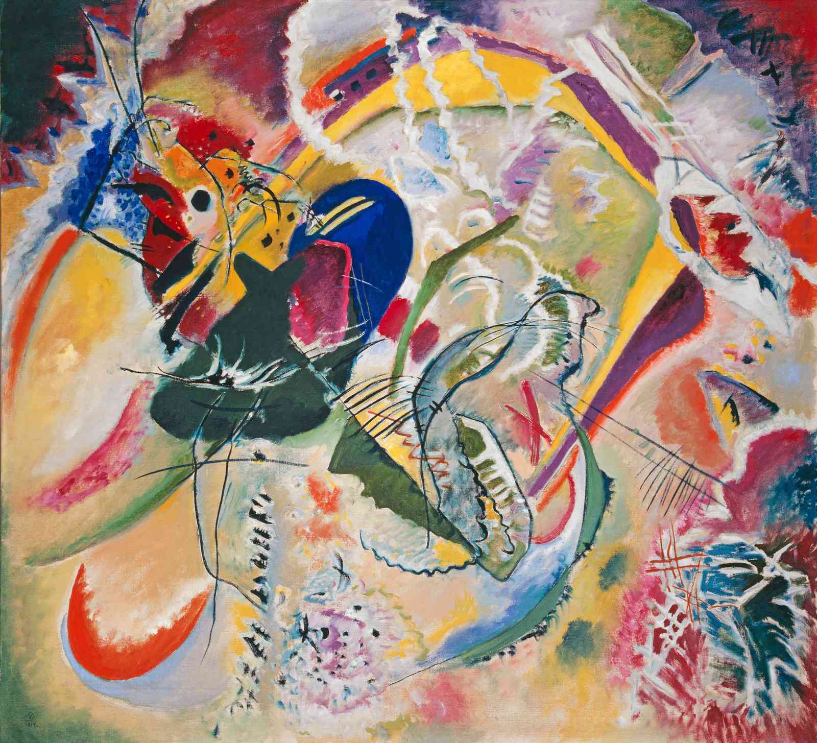 Abstract Symphony Yellow Blue Red Wall Art