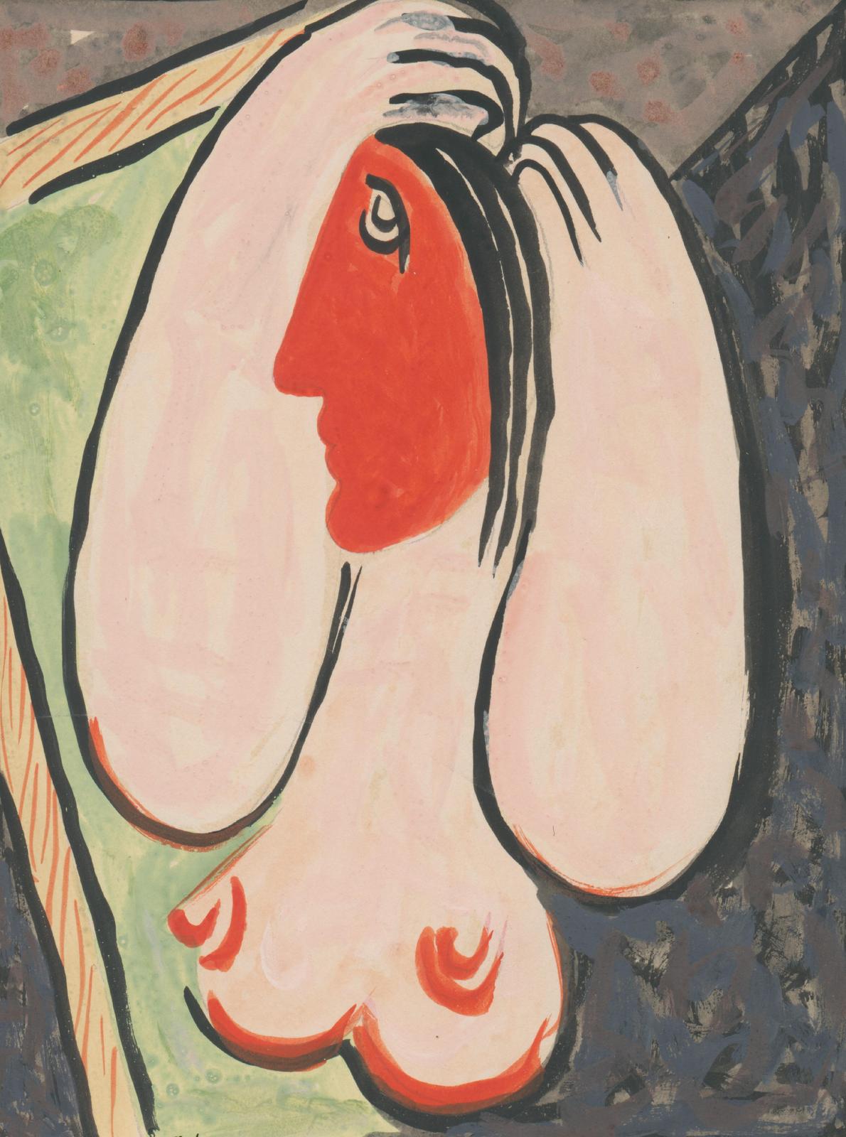 Bold Red Face & Soft Forms Wall Art