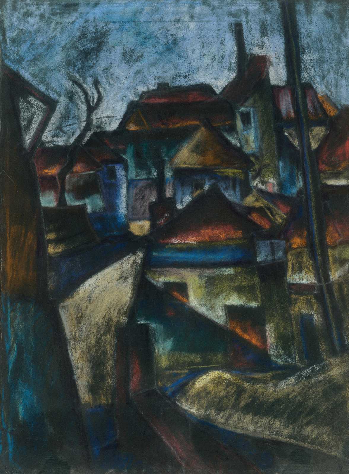 Enigmatic Urban Landscape Expressionist Wall Art