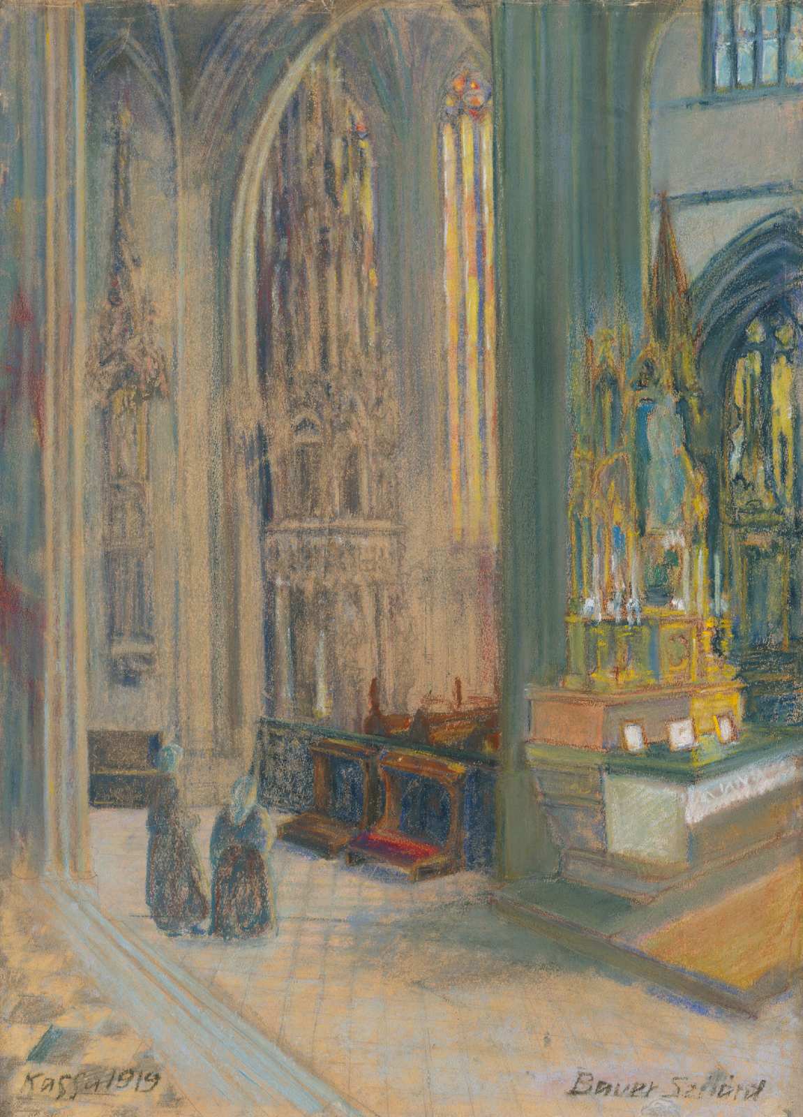 Serene Cathedral Interior 1919 Wall Art
