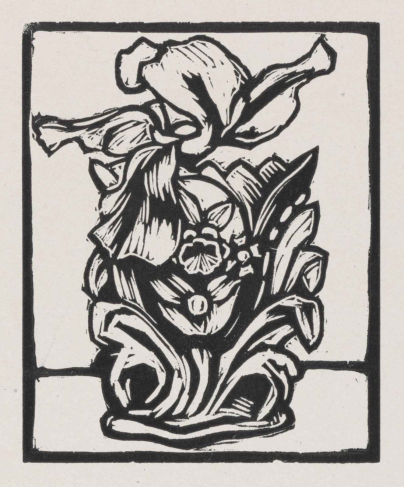 Bold Floral Still Life Woodcut Wall Art