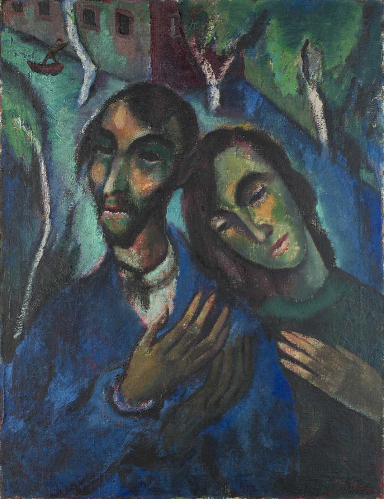 Emotional Embrace Couple Expressionist Wall Art