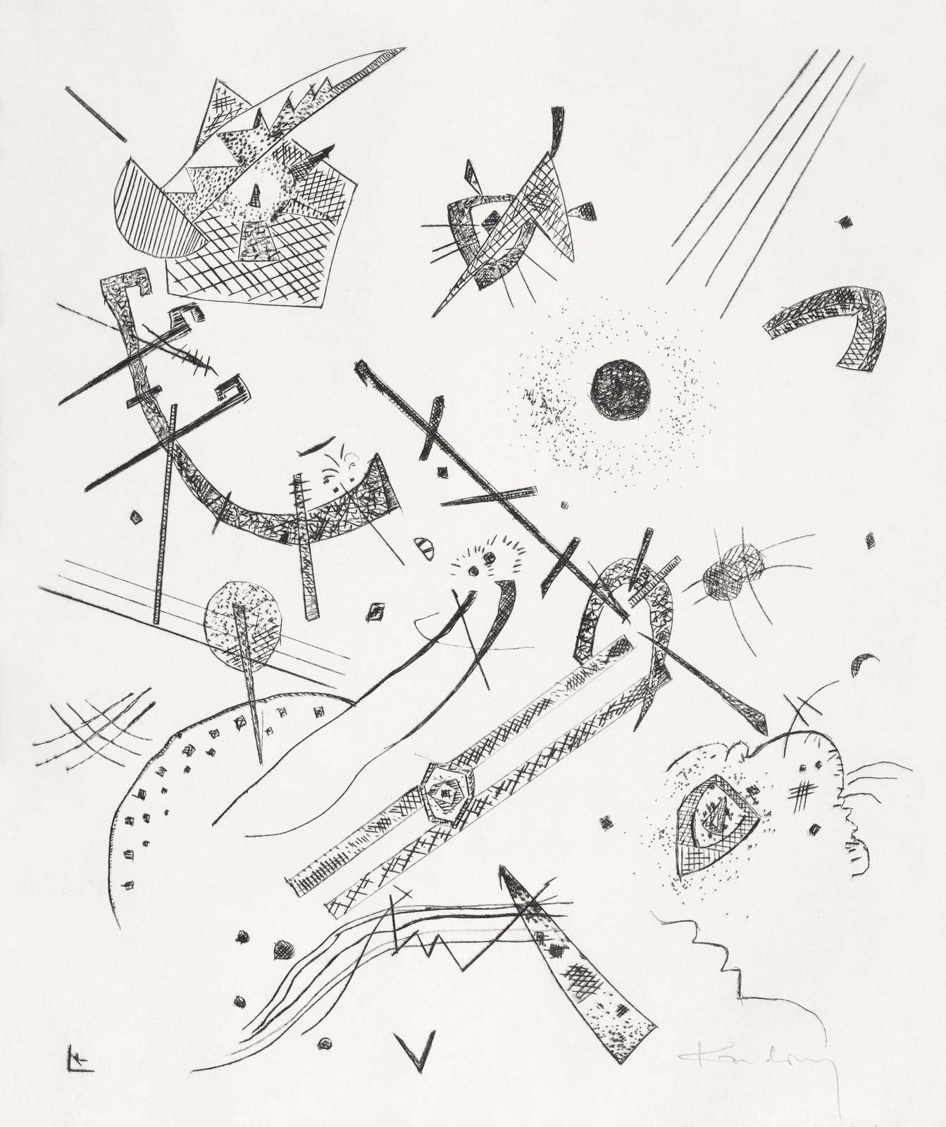 Abstract Composition Black and White Wall Art
