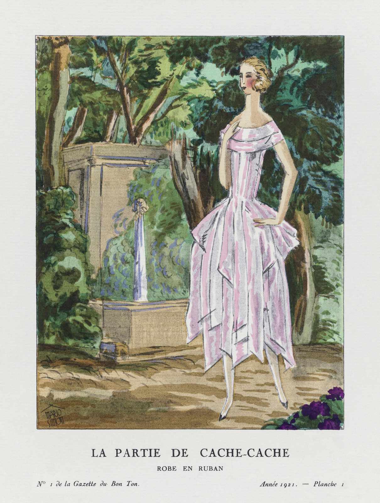 Vintage Fashion Garden Scene Wall Art